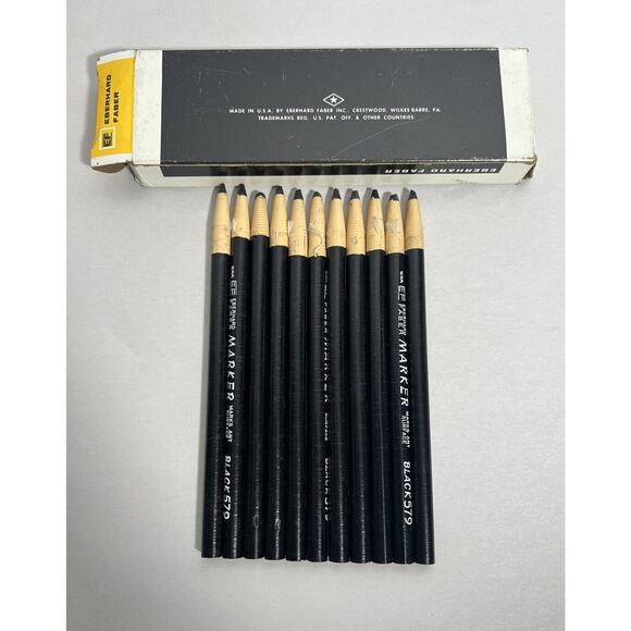 Vintage 11 Eberhard Faber Self-Sharpening Marker Pencils EF Pencil black 579 - Picture 2 of 5
